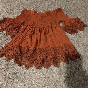 Rue21 Orange Off-Shoulder Lace Top